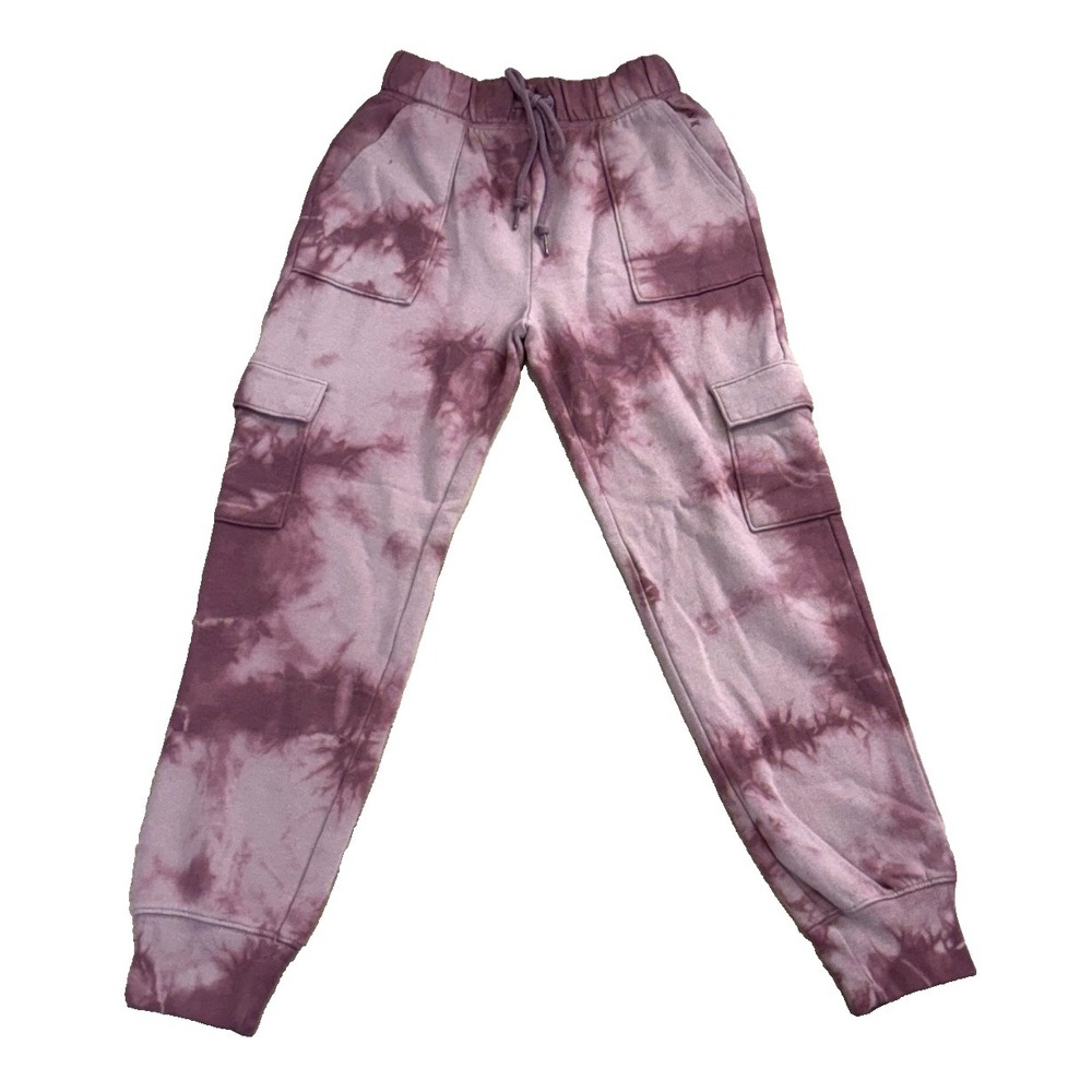 Victoria's Secret PINK Womens Cargo Jogger Sweatpants Purple Tie Dye Small NWT